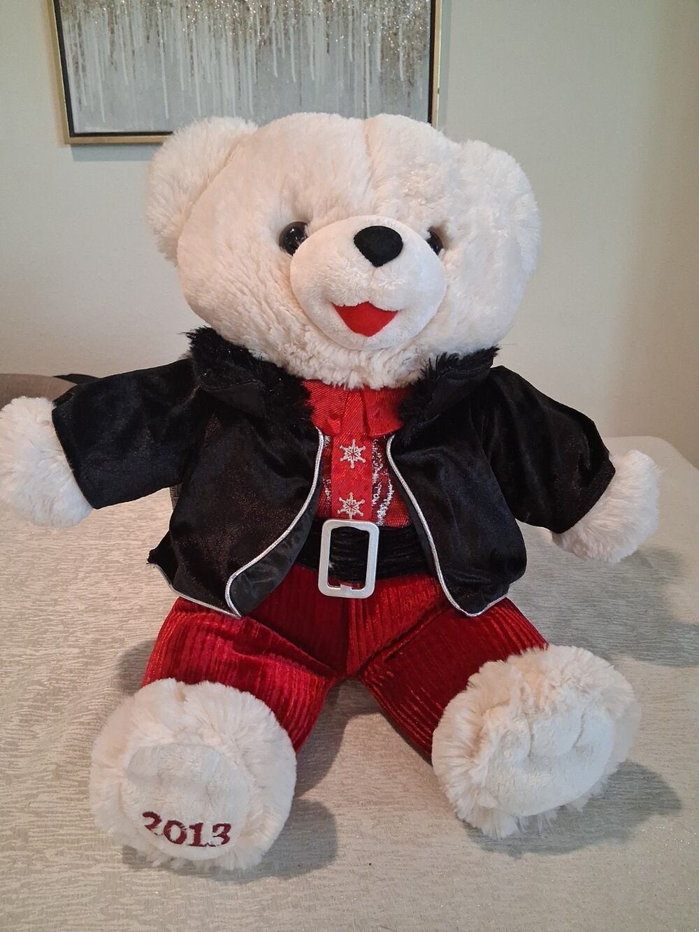 Dan Dee Snowflake Teddy 19 inch 2013 Christmas Suit Black White Red